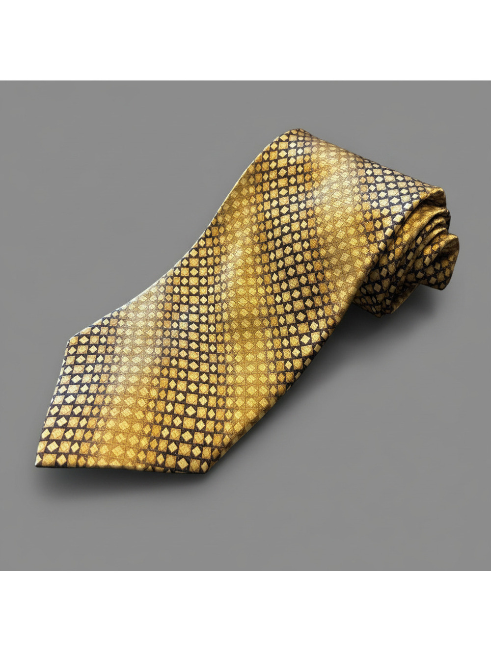 Innocenti for Tom James Gold Geometric Silk Tie Handmade